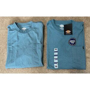 Dickies Heavyweight Crew T-Shirt Lot of 2 Pocket Tees in Aqua Blue Men's Large L